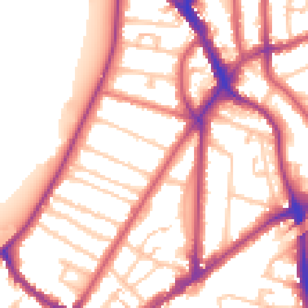 Daytime road noise heatmap for KT6 4HF