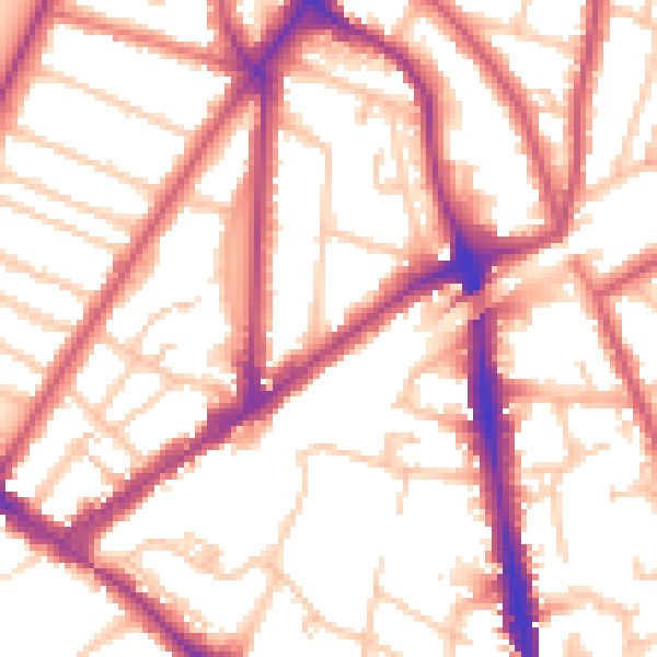 Daytime road noise heatmap for KT6 4LW