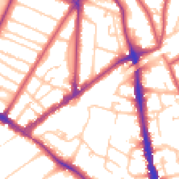 Daytime road noise heatmap for KT6 4PJ