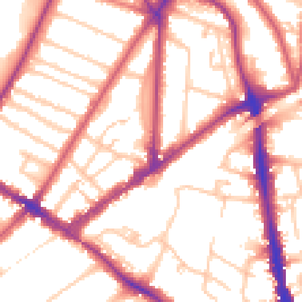 Daytime road noise heatmap for KT6 4QR