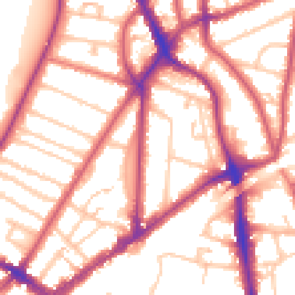 Daytime road noise heatmap for KT6 4RY