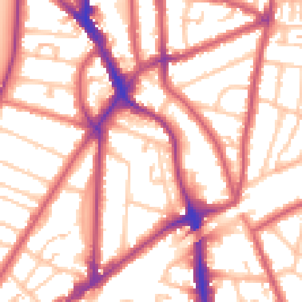 Daytime road noise heatmap for KT6 4SW
