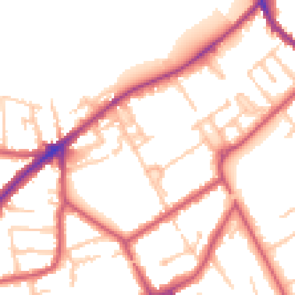 Daytime road noise heatmap for KT6 5AZ
