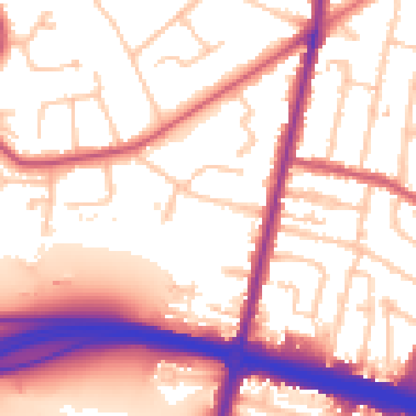 Daytime road noise heatmap for KT6 5BX