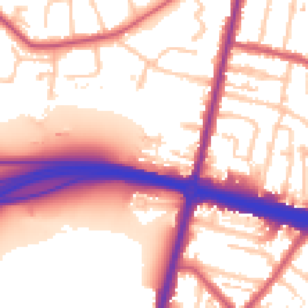 Daytime road noise heatmap for KT6 5DA