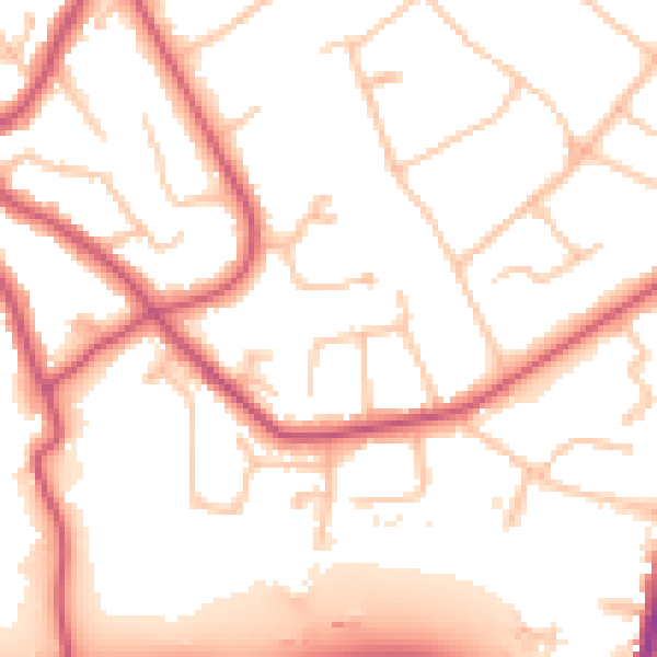 Daytime road noise heatmap for KT6 5DX