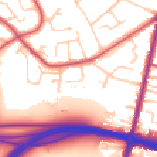 Daytime road noise heatmap for KT6 5DY