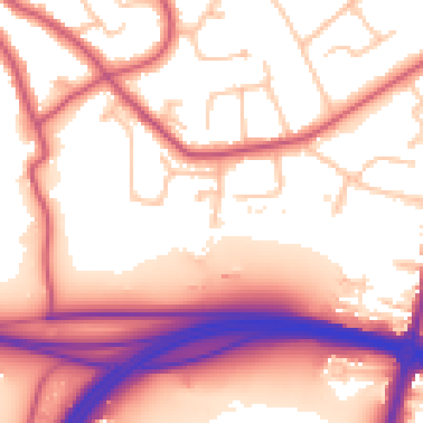 Daytime road noise heatmap for KT6 5DZ