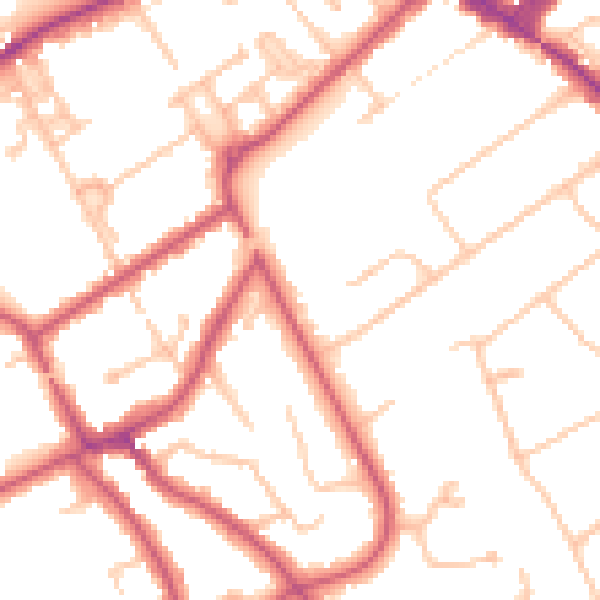 Daytime road noise heatmap for KT6 5EU
