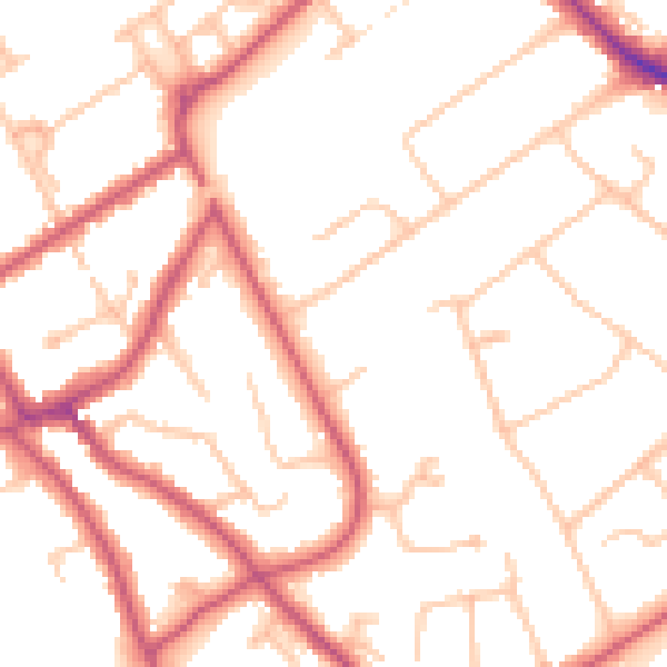 Daytime road noise heatmap for KT6 5EZ