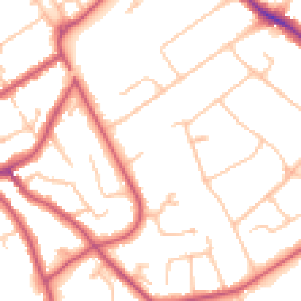 Daytime road noise heatmap for KT6 5HD