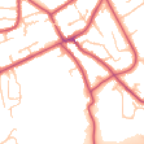 Daytime road noise heatmap for KT6 5HR