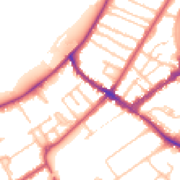 Daytime road noise heatmap for KT6 5NE