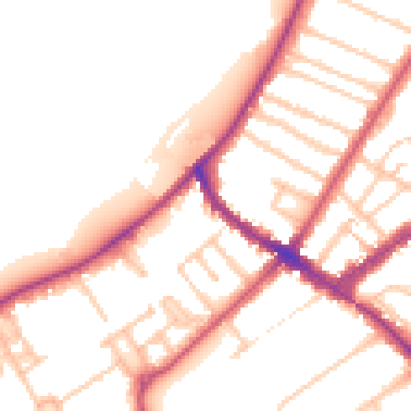 Daytime road noise heatmap for KT6 5NP