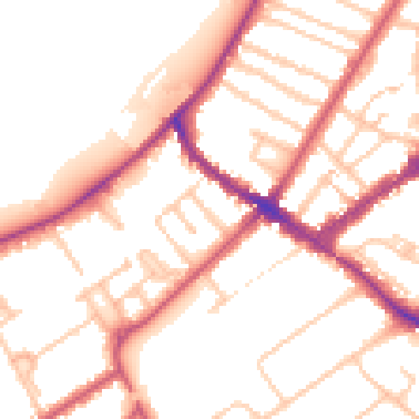 Daytime road noise heatmap for KT6 5NS