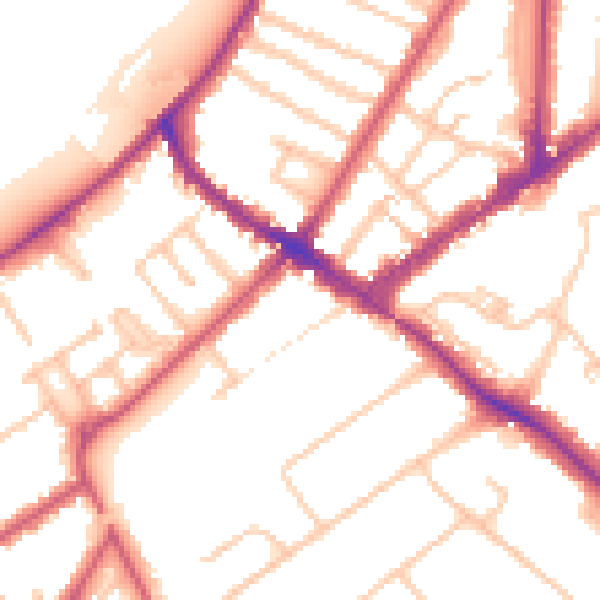Daytime road noise heatmap for KT6 5NY
