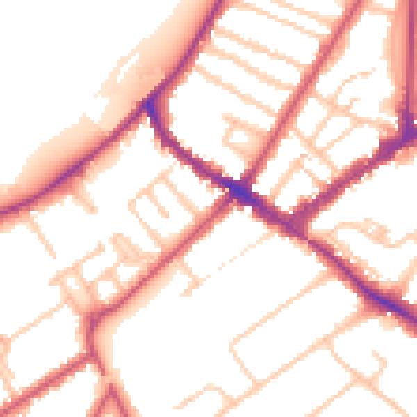 Daytime road noise heatmap for KT6 5PW