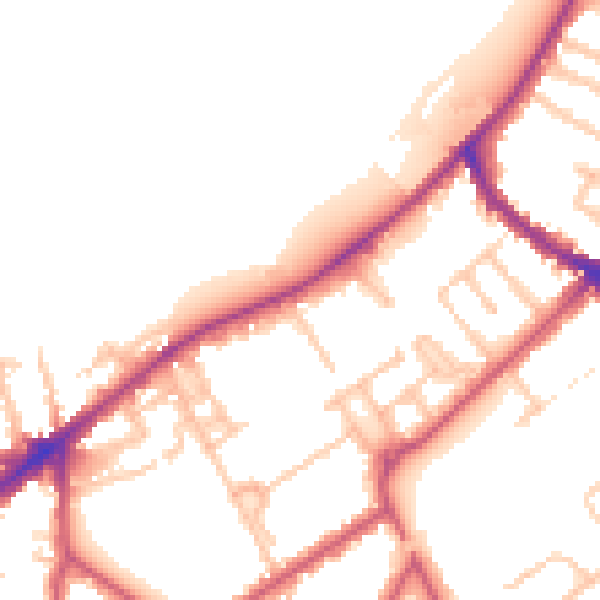 Daytime road noise heatmap for KT6 5PX
