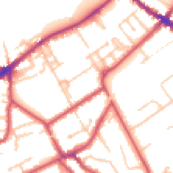 Daytime road noise heatmap for KT6 5RB