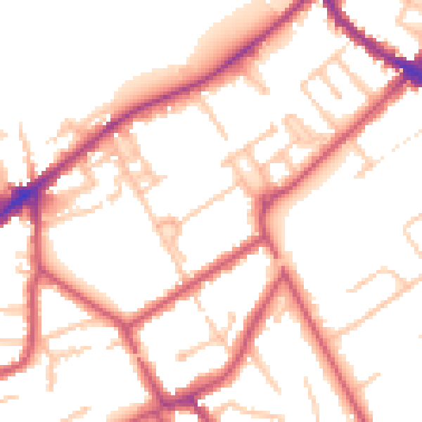 Daytime road noise heatmap for KT6 5RD