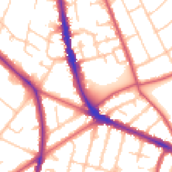 Daytime road noise heatmap for KT6 6BB