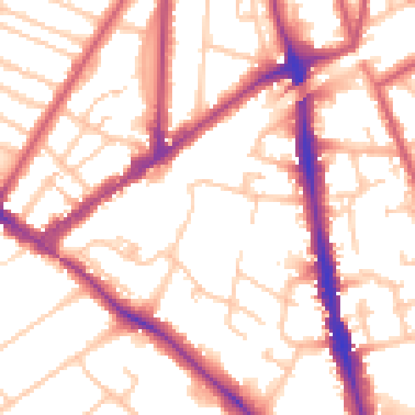 Daytime road noise heatmap for KT6 6BY