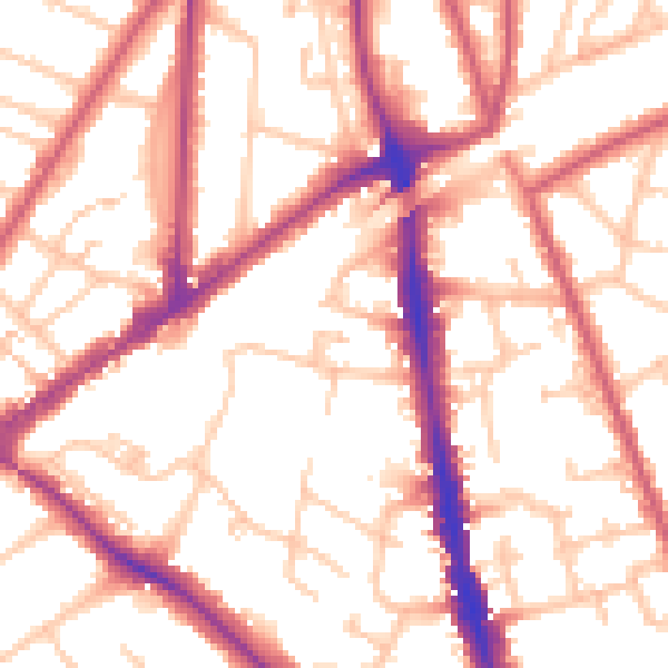 Daytime road noise heatmap for KT6 6DE