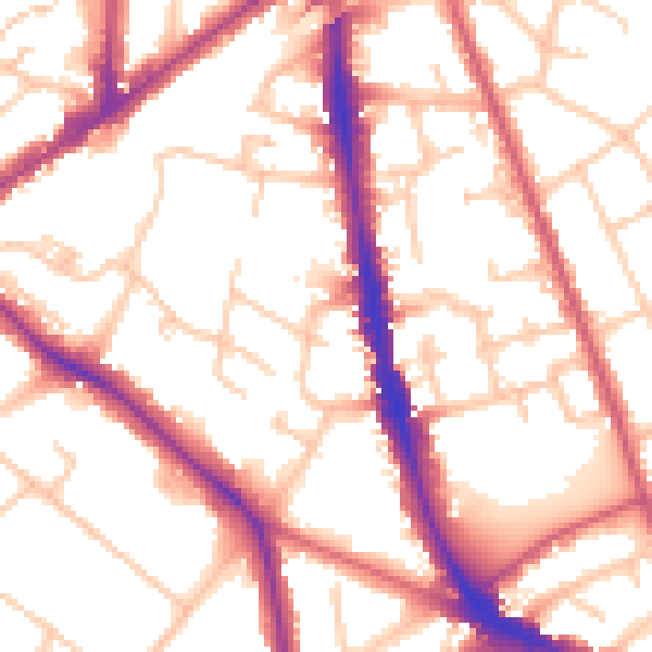 Daytime road noise heatmap for KT6 6EG