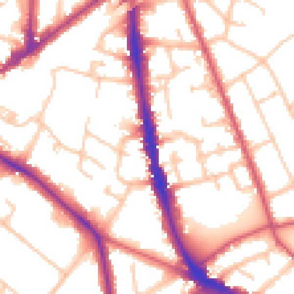 Daytime road noise heatmap for KT6 6HA