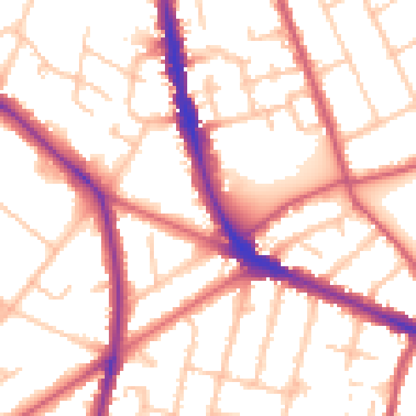 Daytime road noise heatmap for KT6 6HL