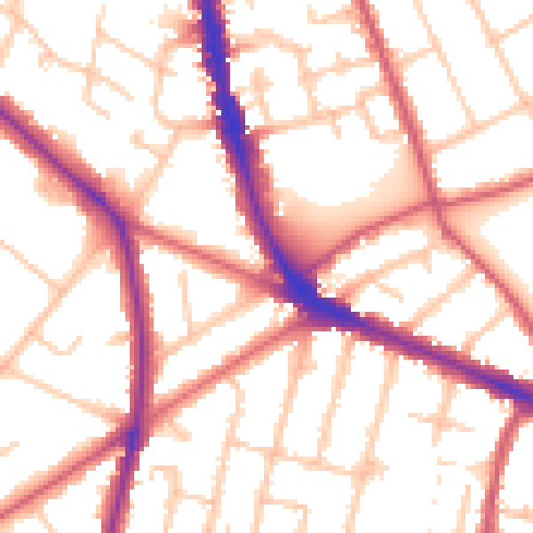 Daytime road noise heatmap for KT6 6JR