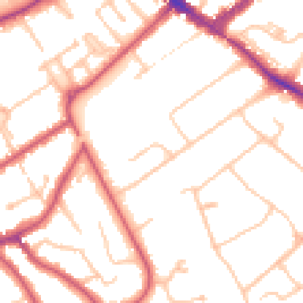 Daytime road noise heatmap for KT6 6PF