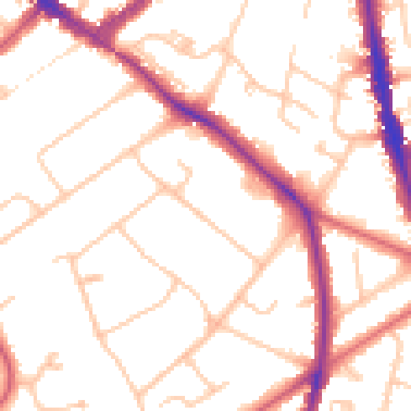 Daytime road noise heatmap for KT6 6PL