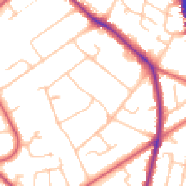 Daytime road noise heatmap for KT6 6PX