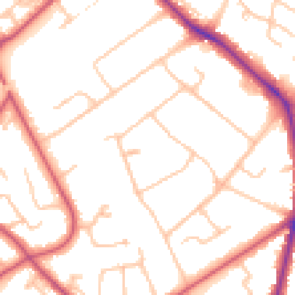 Daytime road noise heatmap for KT6 6QB