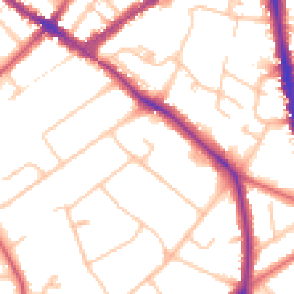 Daytime road noise heatmap for KT6 6QD