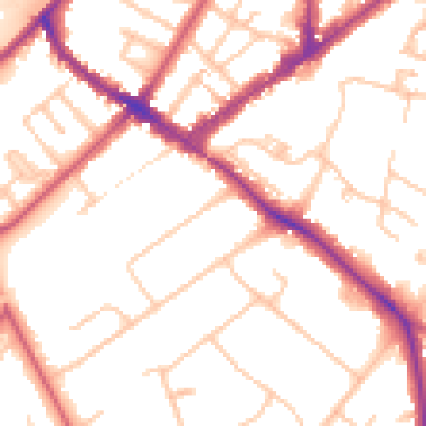 Daytime road noise heatmap for KT6 6SG