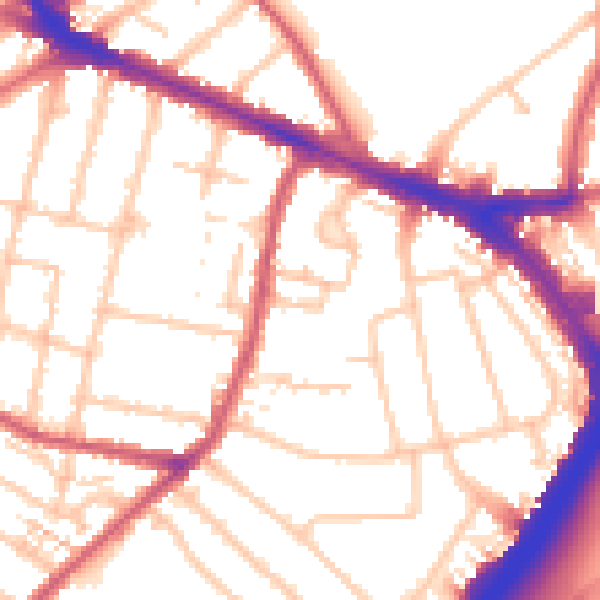 Daytime road noise heatmap for KT6 7BL