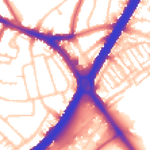 Daytime road noise heatmap for KT6 7HT