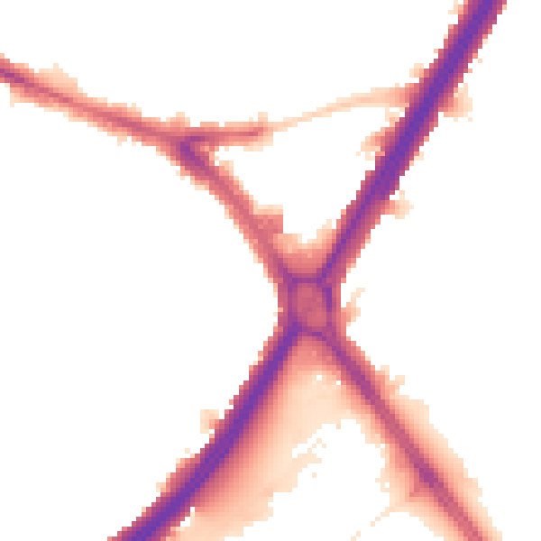 Night-time road noise heatmap for KT6 7HT