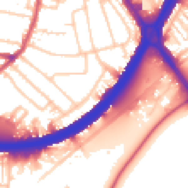 Daytime road noise heatmap for KT6 7JP