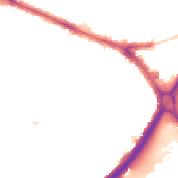 Night-time road noise heatmap for KT6 7PR