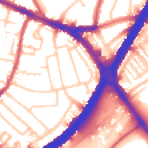 Daytime road noise heatmap for KT6 7PU