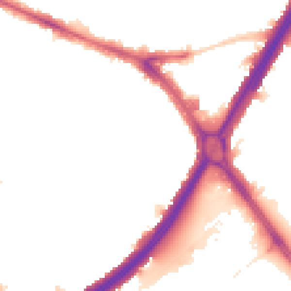 Night-time road noise heatmap for KT6 7PU