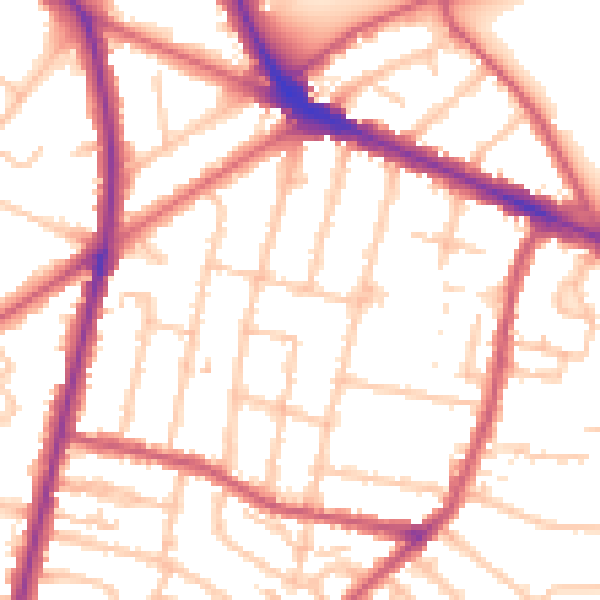 Daytime road noise heatmap for KT6 7RY