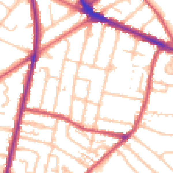 Daytime road noise heatmap for KT6 7SH