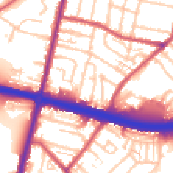 Daytime road noise heatmap for KT6 7SY