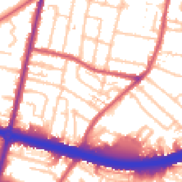 Daytime road noise heatmap for KT6 7TD