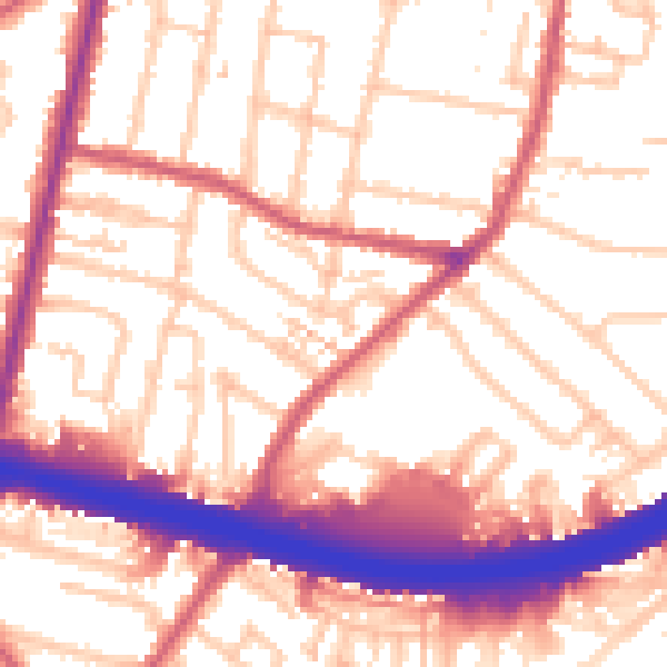 Daytime road noise heatmap for KT6 7TR
