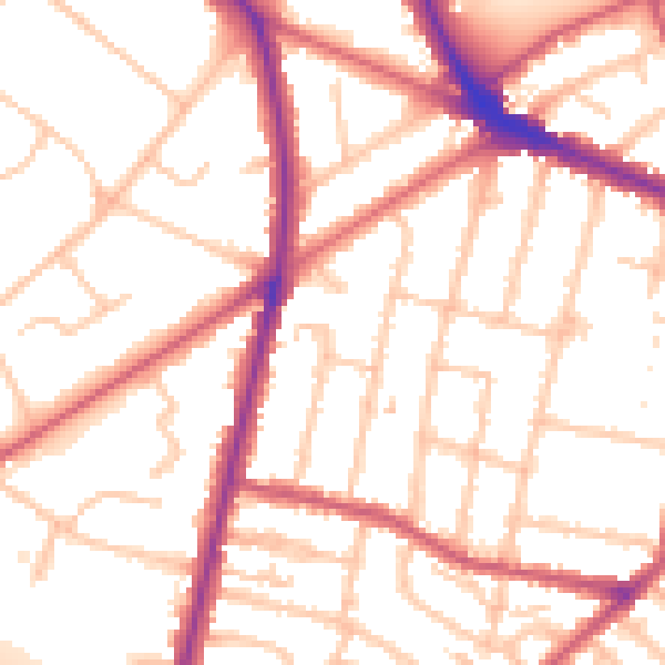 Daytime road noise heatmap for KT6 7UG